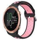 For Garmin Forerunner 645 Music 20mm Perforated Breathable Sports Silicone Watch Band(Black+Pink) - 1