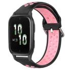 For Garmin Forerunner Sq2 20mm Perforated Breathable Sports Silicone Watch Band(Black+Pink) - 1