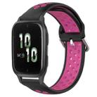For Garmin Forerunner Sq2 20mm Perforated Breathable Sports Silicone Watch Band(Black+Rose Red) - 1
