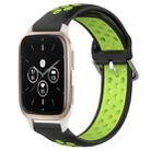 For Garmin Forerunner Sq2 Music 20mm Perforated Breathable Sports Silicone Watch Band(Black+ Lime) - 1