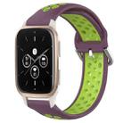 For Garmin Forerunner Sq2 Music 20mm Perforated Breathable Sports Silicone Watch Band(Purple+Lime) - 1