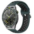 For Huawei Watch GT3 SE 22mm Perforated Breathable Sports Silicone Watch Band(Olive Green+Black) - 1