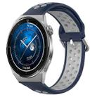 For Huawei Watch GT3 Pro 46mm 22mm Perforated Breathable Sports Silicone Watch Band(Midnight Blue + Gray) - 1