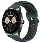 For Huawei Watch Buds 22mm Perforated Breathable Sports Silicone Watch Band(Olive Green+Black) - 1