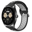 For Huawei Watch Buds 22mm Perforated Breathable Sports Silicone Watch Band(Black+ Grey) - 1
