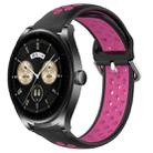 For Huawei Watch Buds 22mm Perforated Breathable Sports Silicone Watch Band(Black+Rose Red) - 1