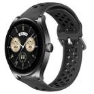 For Huawei Watch Buds 22mm Perforated Breathable Sports Silicone Watch Band(Black) - 1