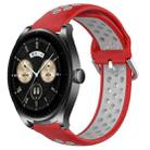 For Huawei Watch Buds 22mm Perforated Breathable Sports Silicone Watch Band(Red+Grey) - 1