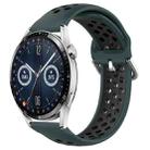 For Huawei Watch GT3 46mm 22mm Perforated Breathable Sports Silicone Watch Band(Olive Green+Black) - 1