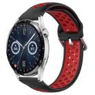 For Huawei Watch GT3 46mm 22mm Perforated Breathable Sports Silicone Watch Band(Black+ Red) - 1