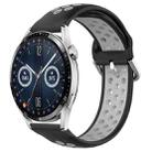 For Huawei Watch GT3 46mm 22mm Perforated Breathable Sports Silicone Watch Band(Black+ Grey) - 1