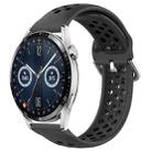 For Huawei Watch GT3 46mm 22mm Perforated Breathable Sports Silicone Watch Band(Black) - 1