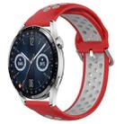 For Huawei Watch GT3 46mm 22mm Perforated Breathable Sports Silicone Watch Band(Red+Grey) - 1