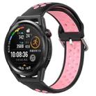 For Huawei Watch GT Runner 22mm Perforated Breathable Sports Silicone Watch Band(Black+Pink) - 1