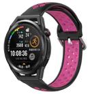 For Huawei Watch GT Runner 22mm Perforated Breathable Sports Silicone Watch Band(Black+Rose Red) - 1