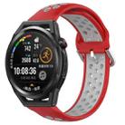 For Huawei Watch GT Runner 22mm Perforated Breathable Sports Silicone Watch Band(Red+Grey) - 1