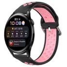 For Huawei Watch 3 22mm Perforated Breathable Sports Silicone Watch Band(Black+Pink) - 1