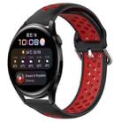 For Huawei Watch 3 22mm Perforated Breathable Sports Silicone Watch Band(Black+ Red) - 1