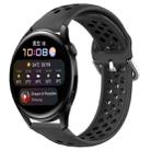 For Huawei Watch 3 22mm Perforated Breathable Sports Silicone Watch Band(Black) - 1