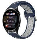 For Huawei Watch 3 22mm Perforated Breathable Sports Silicone Watch Band(Midnight Blue + Gray) - 1