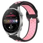 For Huawei Watch 3 Pro 22mm Perforated Breathable Sports Silicone Watch Band(Black+Pink) - 1