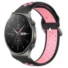 For Huawei GT2 Pro 22mm Perforated Breathable Sports Silicone Watch Band(Black+Pink) - 1