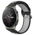 For Huawei GT2 Pro 22mm Perforated Breathable Sports Silicone Watch Band(Black+ Grey) - 1