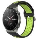 For Huawei GT2 Pro 22mm Perforated Breathable Sports Silicone Watch Band(Black+ Lime) - 1