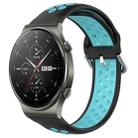 For Huawei GT2 Pro 22mm Perforated Breathable Sports Silicone Watch Band(Black+Blue) - 1