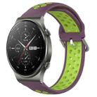 For Huawei GT2 Pro 22mm Perforated Breathable Sports Silicone Watch Band(Purple+Lime) - 1