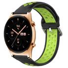 For Honor Watch GS 3 22mm Perforated Breathable Sports Silicone Watch Band(Black+ Lime) - 1