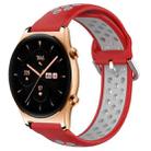 For Honor Watch GS 3 22mm Perforated Breathable Sports Silicone Watch Band(Red+Grey) - 1