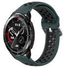 For Honor Watch GS Pro 22mm Perforated Breathable Sports Silicone Watch Band(Olive Green+Black) - 1