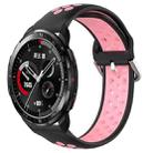 For Honor Watch GS Pro 22mm Perforated Breathable Sports Silicone Watch Band(Black+Pink) - 1