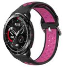 For Honor Watch GS Pro 22mm Perforated Breathable Sports Silicone Watch Band(Black+Rose Red) - 1