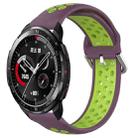 For Honor Watch GS Pro 22mm Perforated Breathable Sports Silicone Watch Band(Purple+Lime) - 1