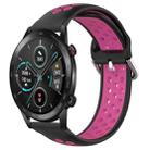 For Honor Magic Watch 2 46mm 22mm Perforated Breathable Sports Silicone Watch Band(Black+Rose Red) - 1