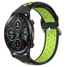 For Honor Magic Watch 2 46mm 22mm Perforated Breathable Sports Silicone Watch Band(Black+ Lime) - 1
