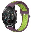 For Honor Magic Watch 2 46mm 22mm Perforated Breathable Sports Silicone Watch Band(Purple+Lime) - 1