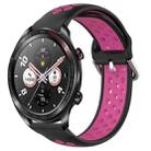 For Honor Watch Dream 22mm Perforated Breathable Sports Silicone Watch Band(Black+Rose Red) - 1