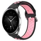 For Xiaomi Watch S2 42mm 22mm Perforated Breathable Sports Silicone Watch Band(Black+Pink) - 1