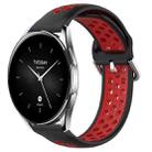 For Xiaomi Watch S2 42mm 22mm Perforated Breathable Sports Silicone Watch Band(Black+Red) - 1