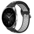 For Xiaomi Watch S2 42mm 22mm Perforated Breathable Sports Silicone Watch Band(Black+Grey) - 1