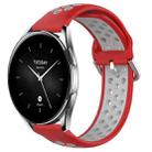 For Xiaomi Watch S2 42mm 22mm Perforated Breathable Sports Silicone Watch Band(Red+Grey) - 1