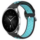 For Xiaomi Watch S2 46mm 22mm Perforated Breathable Sports Silicone Watch Band(Black+Blue) - 1