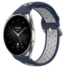 For Xiaomi Watch S2 46mm 22mm Perforated Breathable Sports Silicone Watch Band(Midnight Blue+Gray) - 1