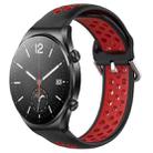 For Xiaomi MI Watch S1 22mm Perforated Breathable Sports Silicone Watch Band(Black+Red) - 1