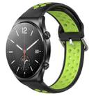 For Xiaomi MI Watch S1 22mm Perforated Breathable Sports Silicone Watch Band(Black+Lime) - 1
