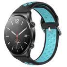 For Xiaomi MI Watch S1 22mm Perforated Breathable Sports Silicone Watch Band(Black+Blue) - 1