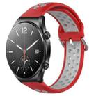 For Xiaomi MI Watch S1 22mm Perforated Breathable Sports Silicone Watch Band(Red+Grey) - 1